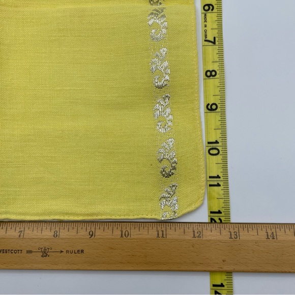 Vintage Kitchen Vintage Napkin Placemat Set Cloth Yellow Silver Cotton Linen Poshmark